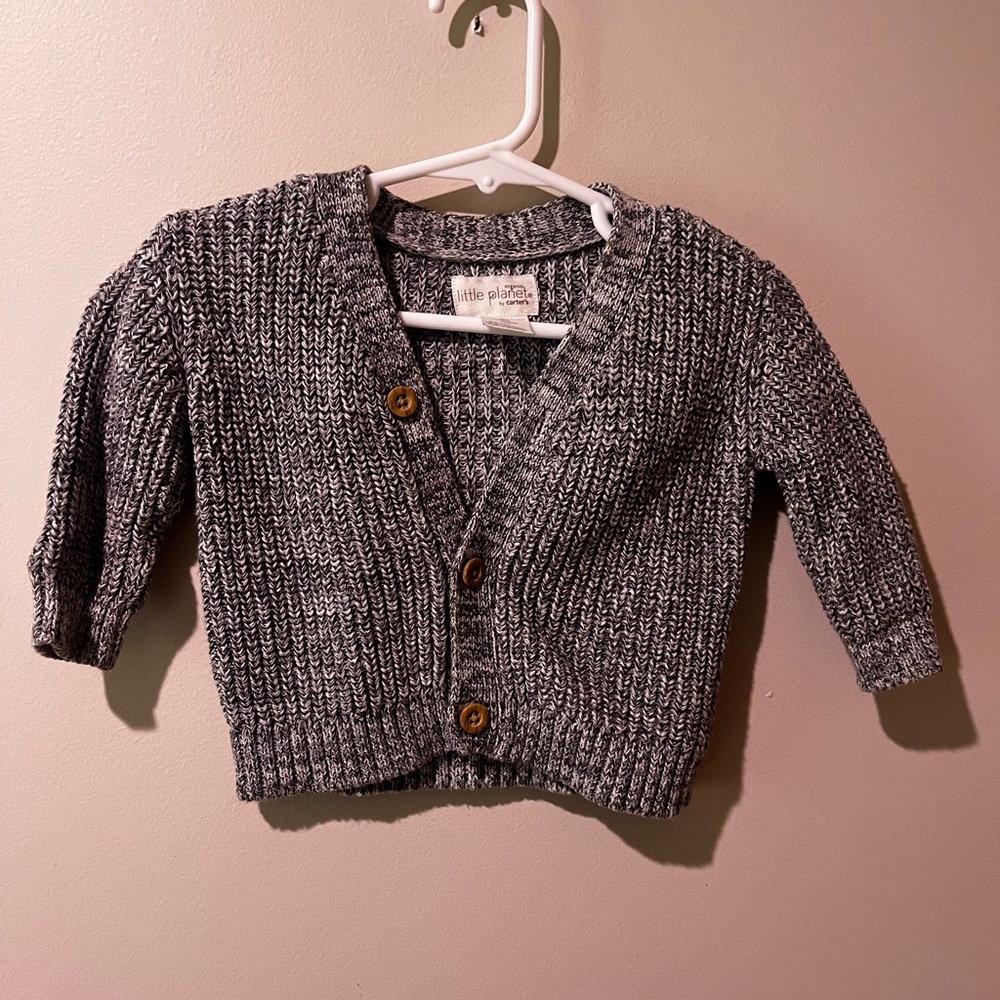 Little Planet Gray Knit Button-Front Baby Sweater